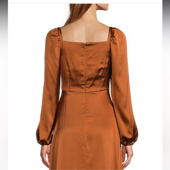 NWT Antonio Melani Bella Satin Halter Neck Long Sleeve Midi Dress - Picture 4 of 4